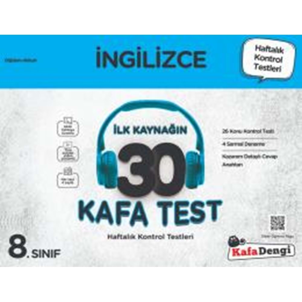 8. Sınıf İngilizce 30 Kafa Test( Haftalık Kontrol Testleri + Sarmal Deneme)