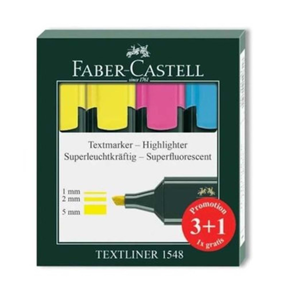 FABER TEXTLİNER 3+1 FOSFORLU KALEM SET