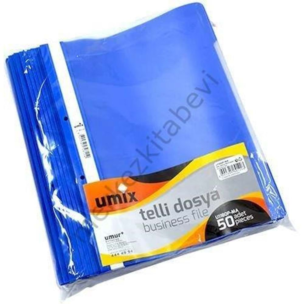 UMIX PLUS A4 TELLİ DOSYA 50'Lİ MAVİ