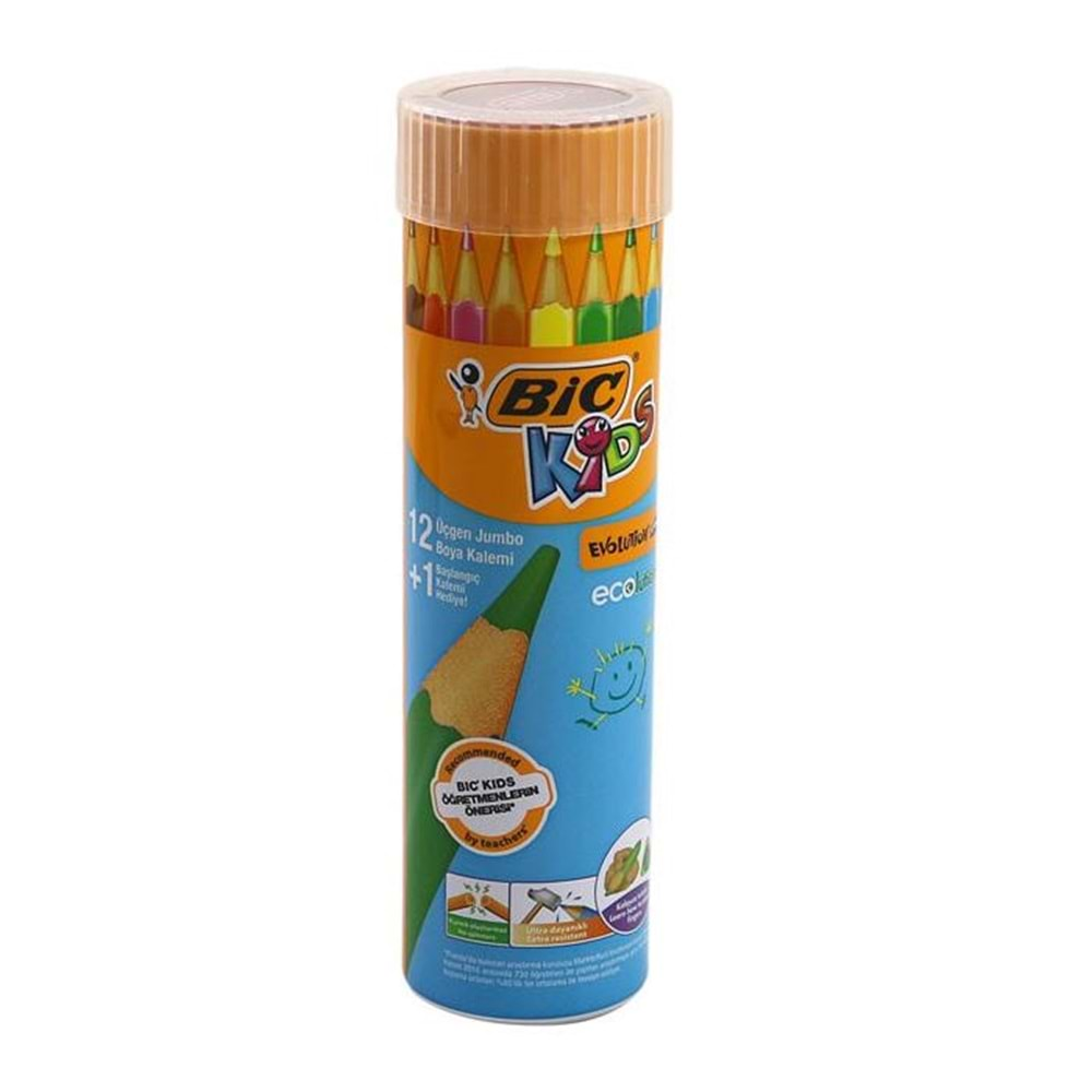 BİC EVO ÜÇGEN JUMBO KURU BOYA 12+1Lİ TÜP