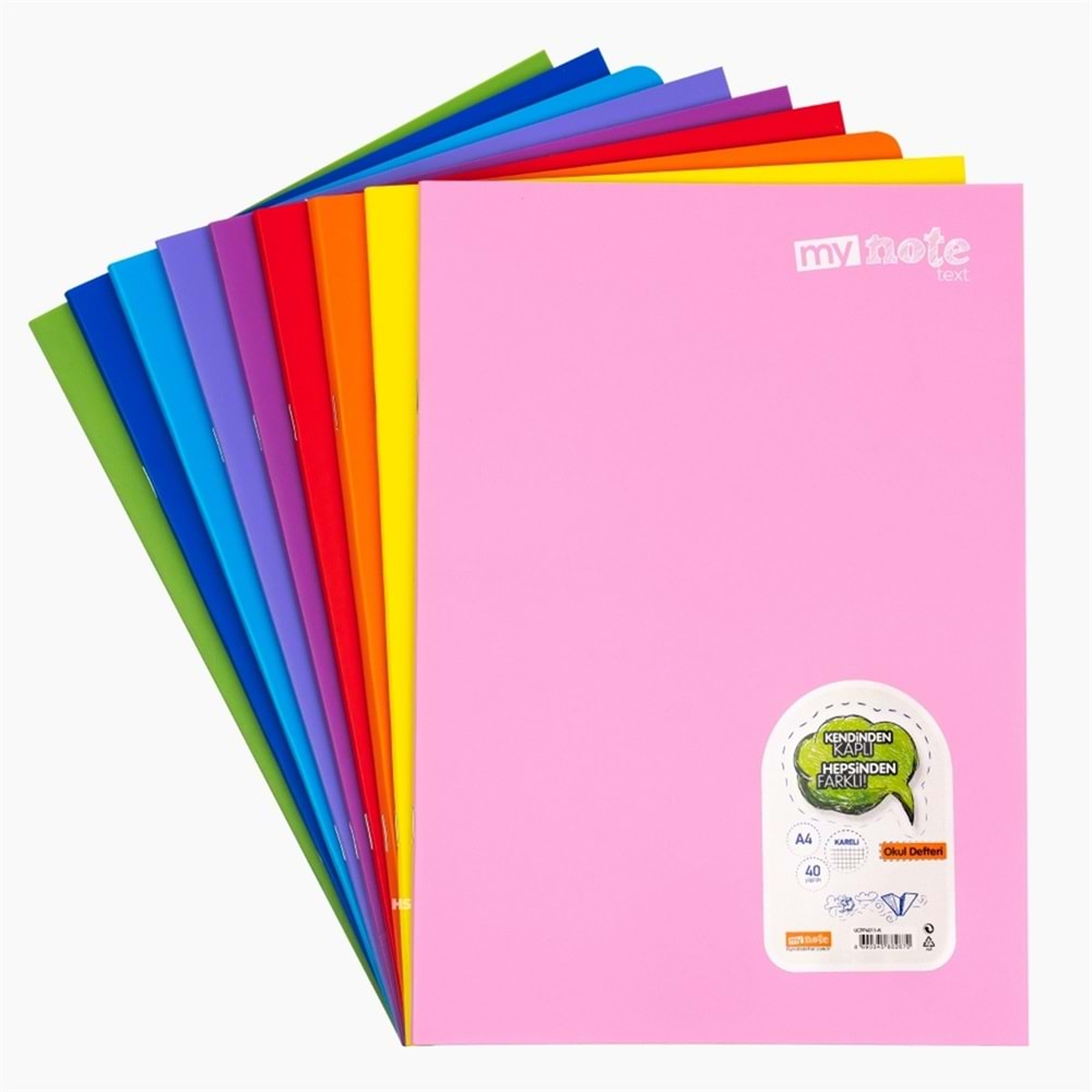 UMUR MYNOTE TEXT PLASTİK KAPAK KAP.DEFTER A4 40 YAPRAK KARELİ