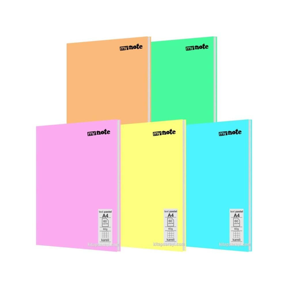 mynote Text PASTEL Defter A4 60 yp Kareli