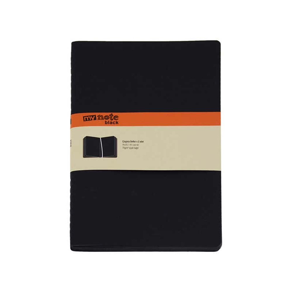 mynote BLACK 19x25 Defter 40 yp Çizgisiz 2'li paket