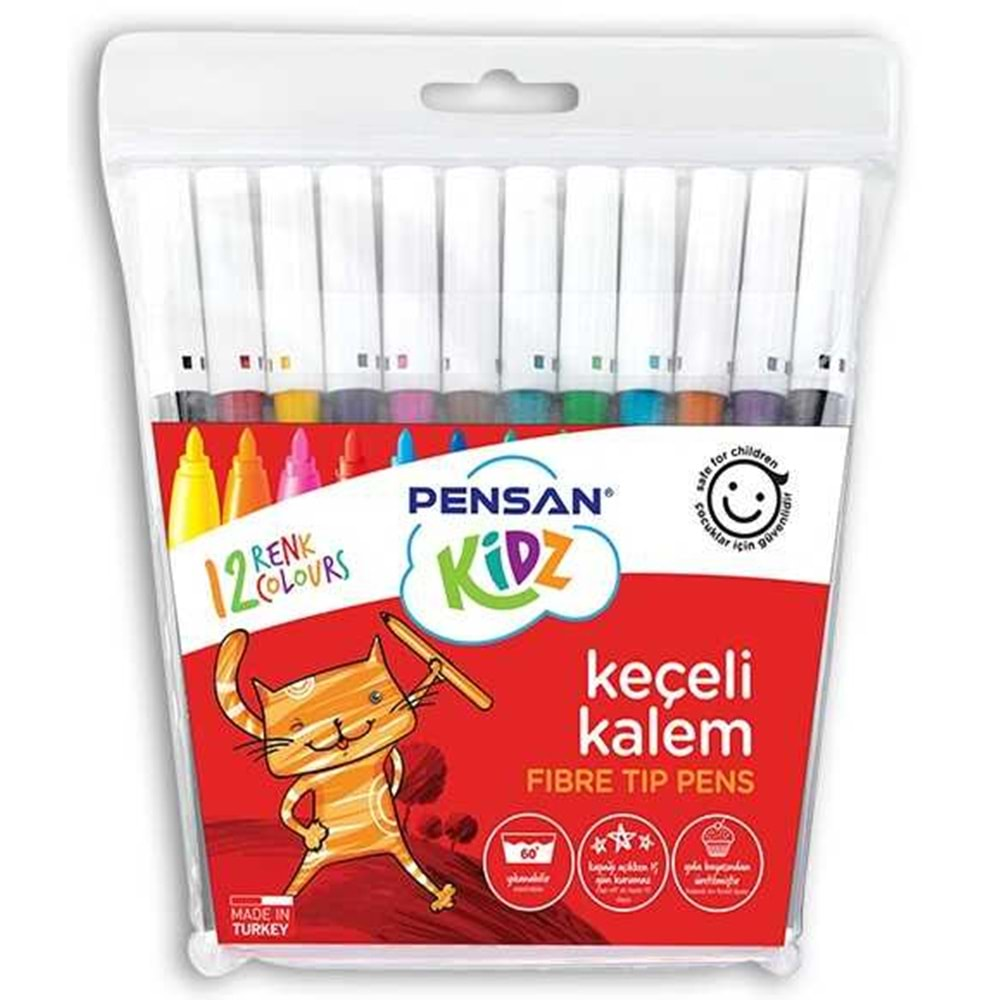 PENSAN KİDZ KEÇELİ KALEM 2MM 12 RENK