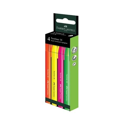 FABER TEXTLİNER K38 FOSFORLU KALEM NEON 4 LÜ SET