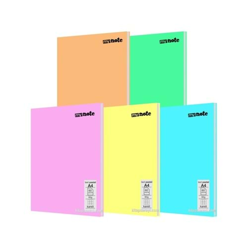 mynote Text PASTEL Defter A4 60 yp Kareli