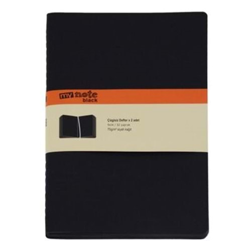 mynote BLACK 9x14 Defter 32 yp Çizgisiz 2'li paket